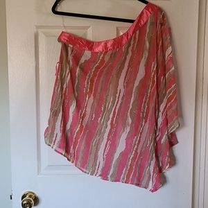 Ladies sheer one shoulder top